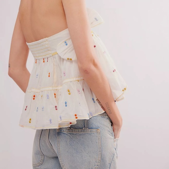 Free People Tie A Bow Top- Strapless Cropped Top- Small - Picture 6 of 12